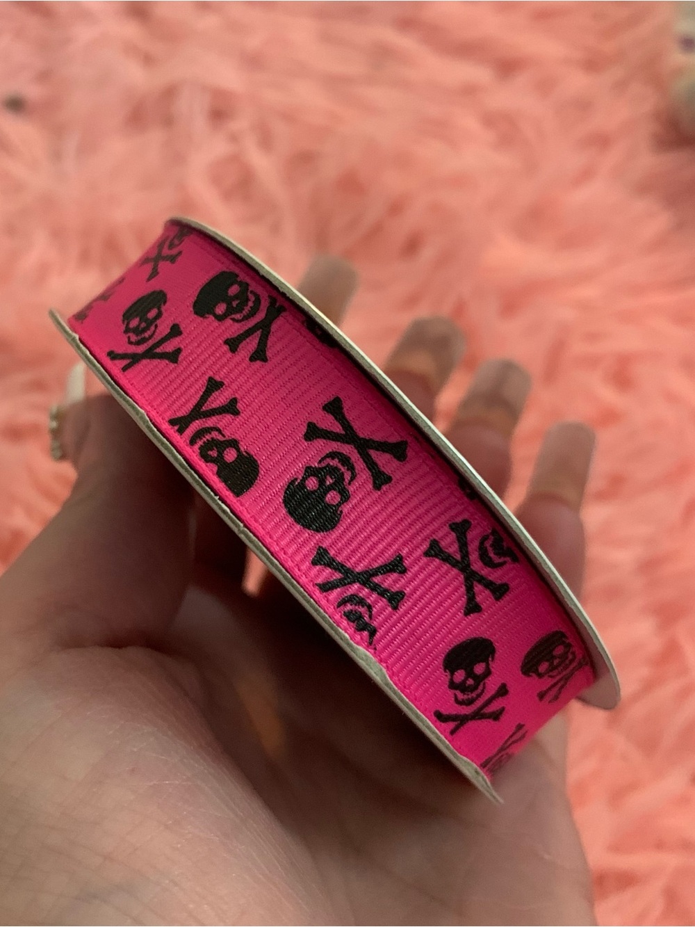 Hot pink skull ribbon